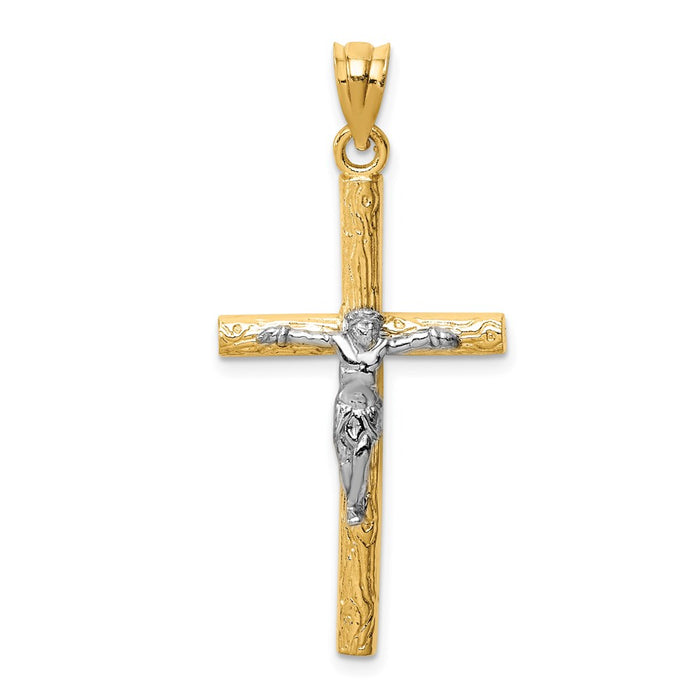 Million Charms 14K Two-Tone Relgious Crucifix Pendant