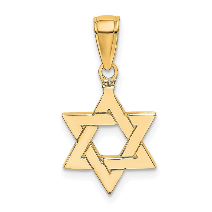 Million Charms 14K Yellow Gold Themed Polished Religious Jewish Star Of David Pendant