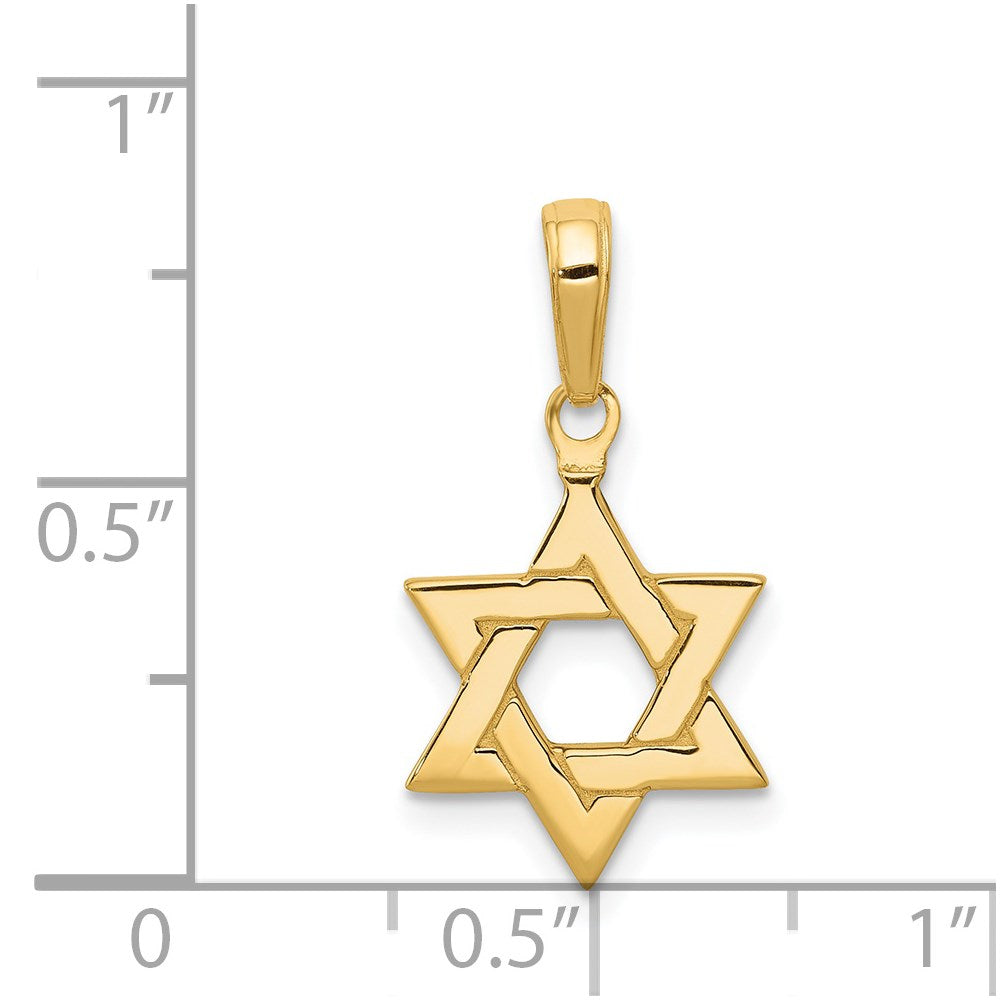 Million Charms 14K Yellow Gold Themed Polished Religious Jewish Star Of David Pendant