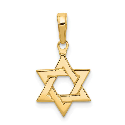 Million Charms 14K Yellow Gold Themed Polished Religious Jewish Star Of David Pendant