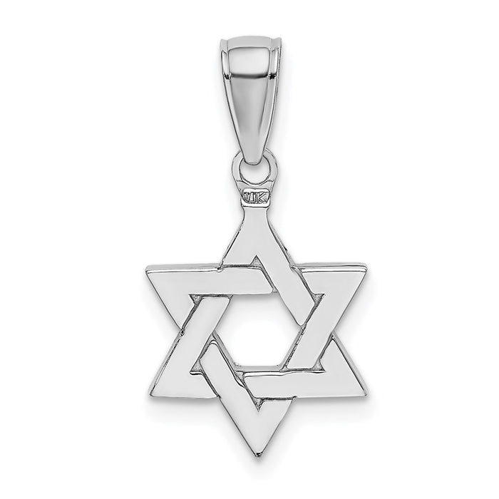 Million Charms 14K White Gold Themed Polished Religious Jewish Star Of David Pendant