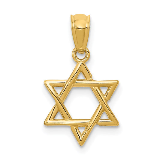 Million Charms 14K Yellow Gold Themed Polished Religious Jewish Star Of David Pendant