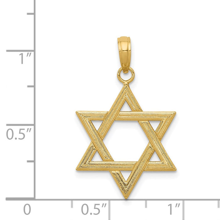 Million Charms 14K Yellow Gold Themed Polished Religious Jewish Star Of David Pendant