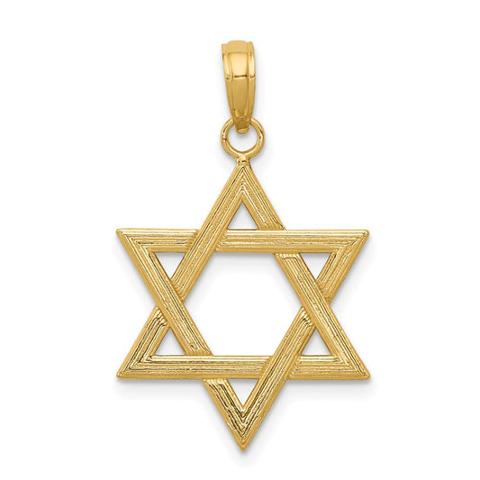 Million Charms 14K Yellow Gold Themed Polished Religious Jewish Star Of David Pendant