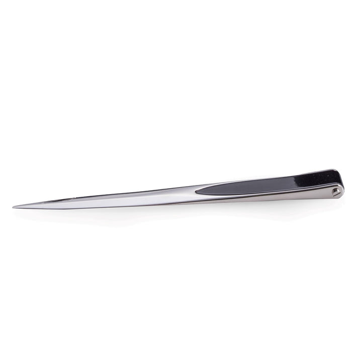 Occasion Gallery Black/Silver Color Stainless Steel Letter Opener with Black Enamel Finish. 8.75 L x 0.5 W x 0.35 H in.