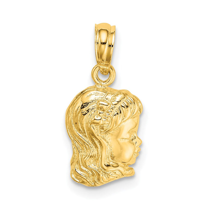 Million Charms 14K Yellow Gold Themed Girl Head Charm