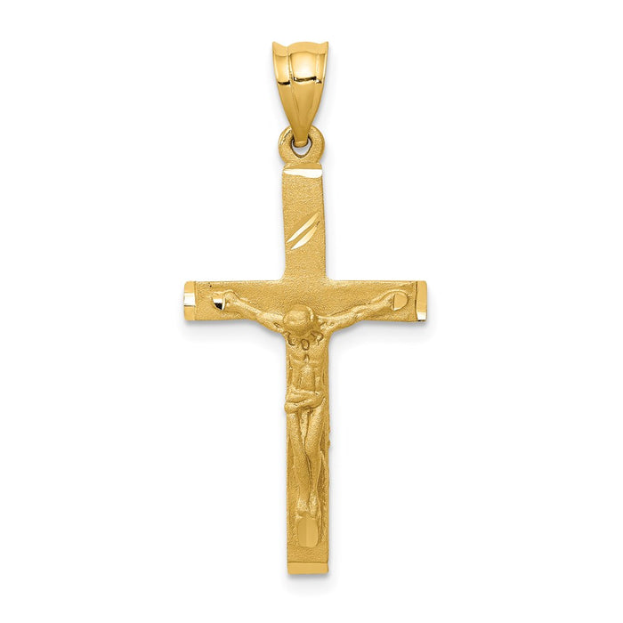 Million Charms 14K Yellow Gold Themed Relgious Crucifix Pendant