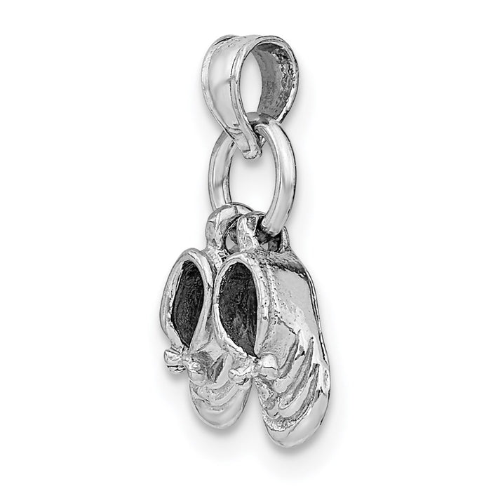 Million Charms 14K White Gold Themed Baby Shoes Charm