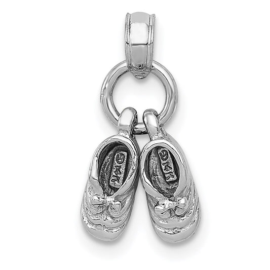Million Charms 14K White Gold Themed Baby Shoes Charm