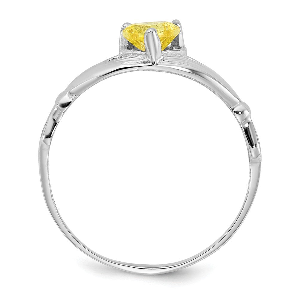 14k White Gold CZ November Birthstone Claddagh Heart Ring, Size: 7