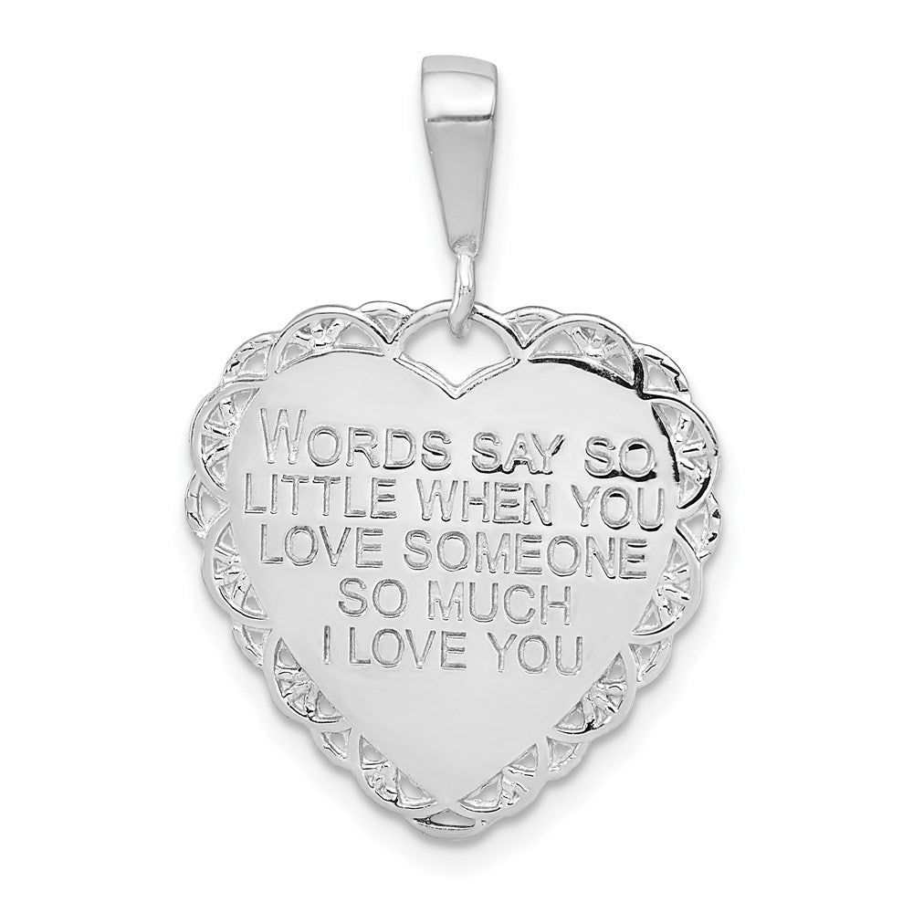 Million Charms 14K White Gold Themed Polished Reversible For My Mom Heart Pendant