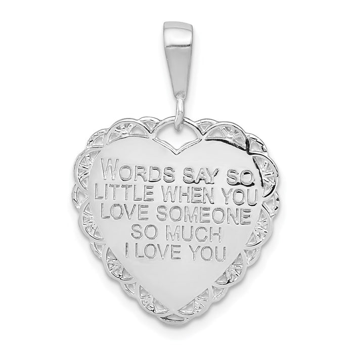 Million Charms 14K White Gold Themed Polished Reversible For My Mom Heart Pendant