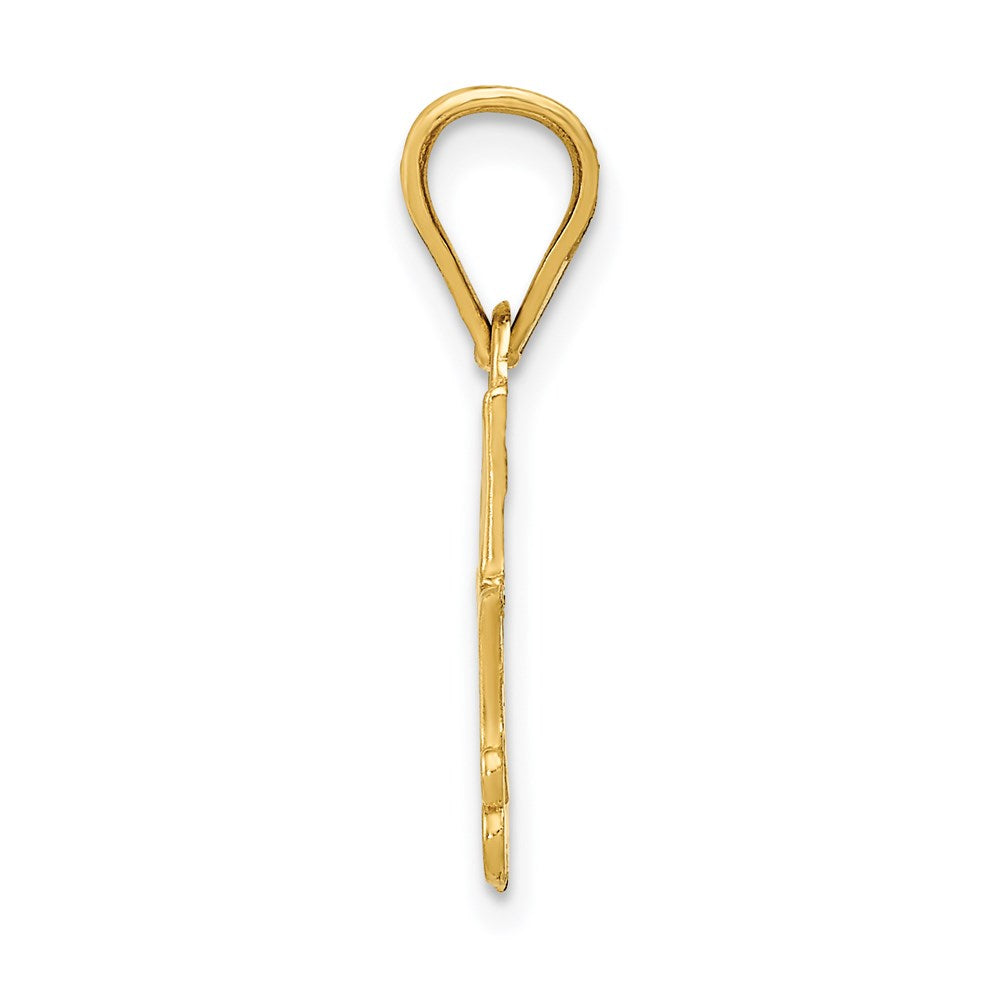 Million Charms 14K Yellow Gold Themed Satin Diamond Cut #1 Mom Pendant