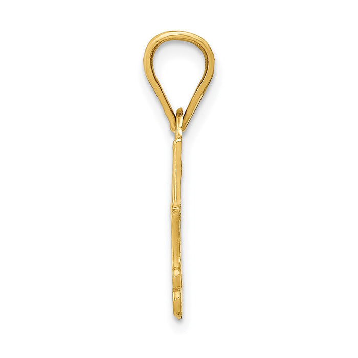 Million Charms 14K Yellow Gold Themed Satin Diamond Cut #1 Mom Pendant