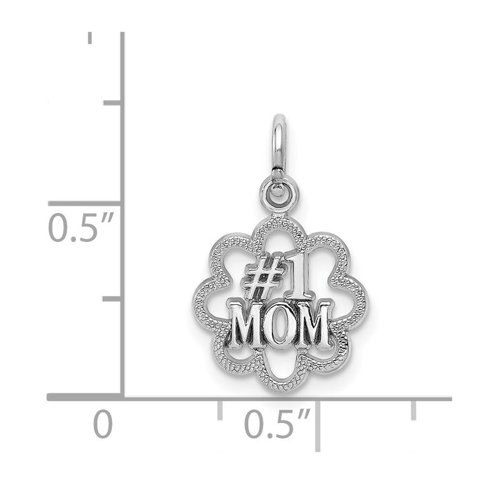 Million Charms 14K White Gold Themed Antiqued #1 Mom Charm