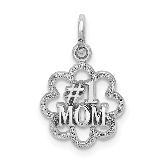 Million Charms 14K White Gold Themed Antiqued #1 Mom Charm