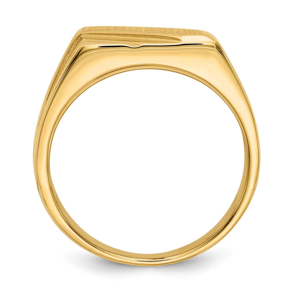 14k Yellow Gold Polished Diagonal Men's Signet Ring, Size: 10
