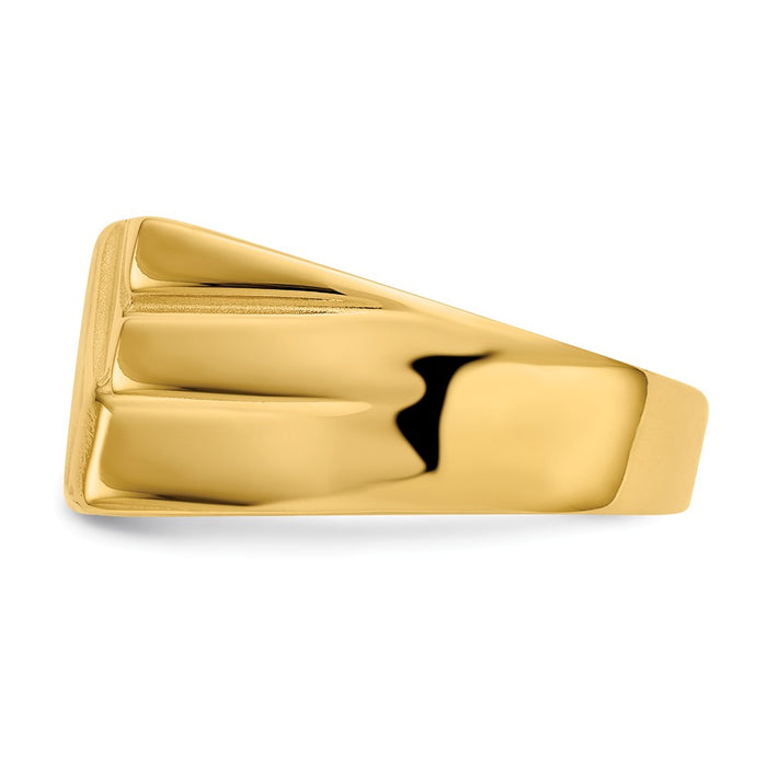14k Yellow Gold Polished Diagonal Men's Signet Ring, Size: 10