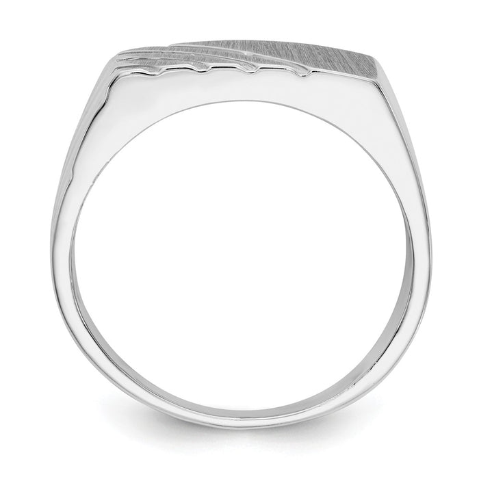 14k White Gold 8.0x13.5mm Open Back Men's Signet Ring, Size: 11