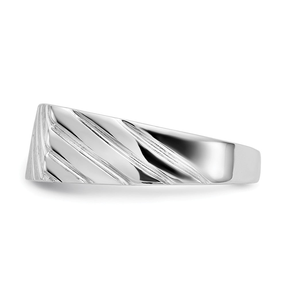 14k White Gold 8.0x13.5mm Open Back Men's Signet Ring, Size: 11