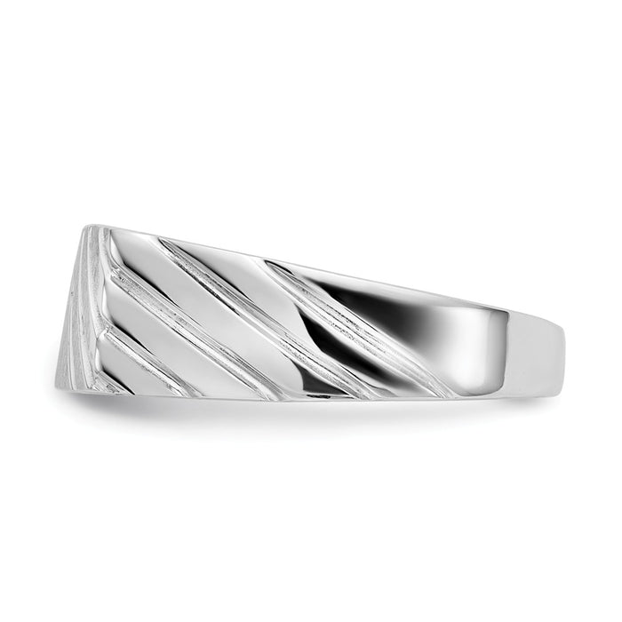 14k White Gold 8.0x13.5mm Open Back Men's Signet Ring, Size: 11