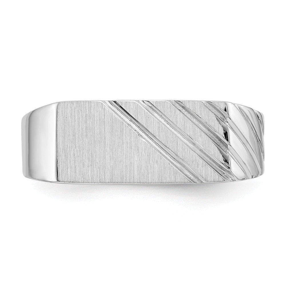 14k White Gold 8.0x13.5mm Open Back Men's Signet Ring, Size: 11