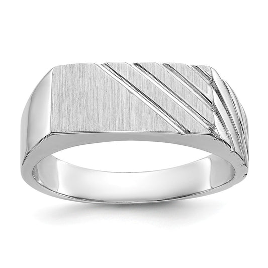 14k White Gold 8.0x13.5mm Open Back Men's Signet Ring, Size: 11