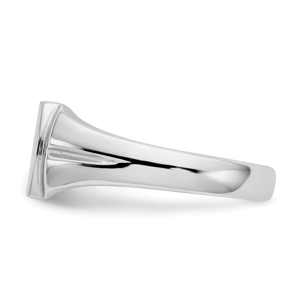 14k White Gold 8.0x10.5mm Closed Back Signet Ring, Size: 8