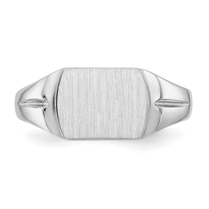 14k White Gold 8.0x10.5mm Closed Back Signet Ring, Size: 8