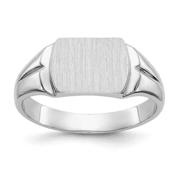 14k White Gold 8.0x10.5mm Closed Back Signet Ring, Size: 8