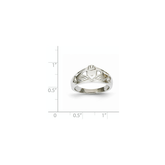 14k White Gold Ladies Claddagh Ring, Size: 6