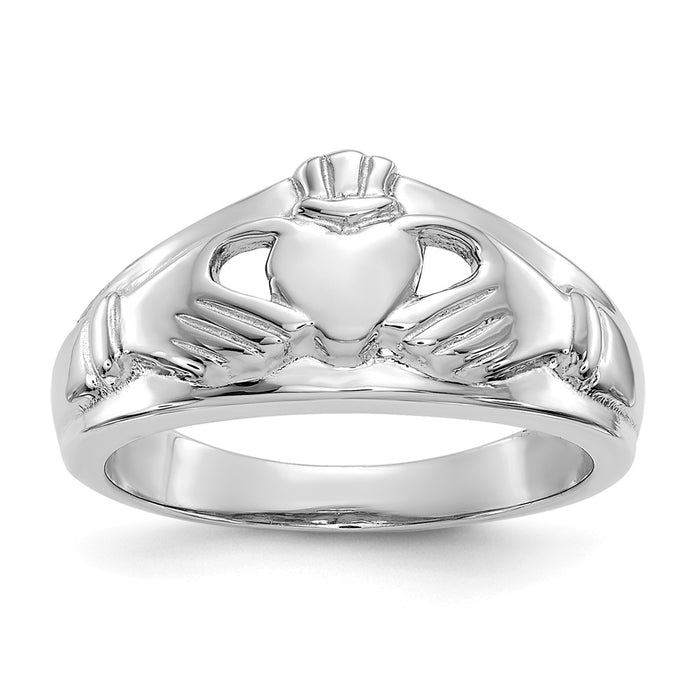 14k White Gold Ladies Claddagh Ring, Size: 6