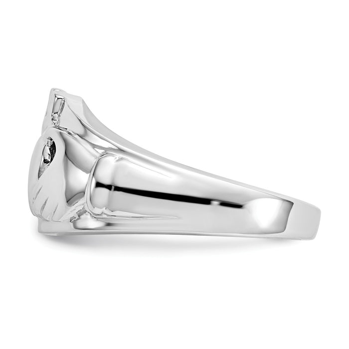 14k White Gold Ladies Claddagh Ring, Size: 6