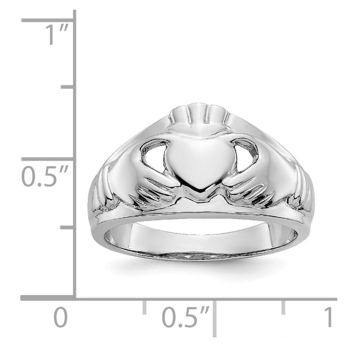 14k White Gold Ladies Claddagh Ring, Size: 6