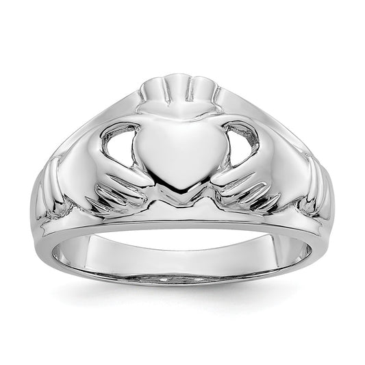 14k White Gold Ladies Claddagh Ring, Size: 6
