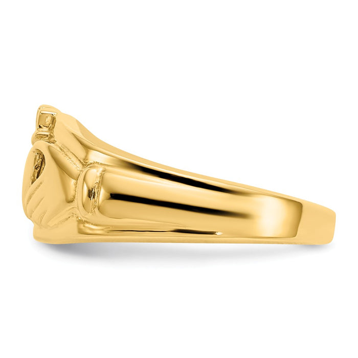14k Yellow Gold Polished Ladies Claddagh Ring, Size: 6.5