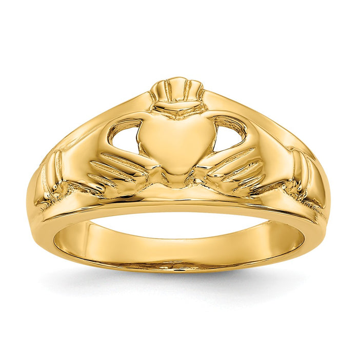 14k Yellow Gold Polished Ladies Claddagh Ring, Size: 6.5