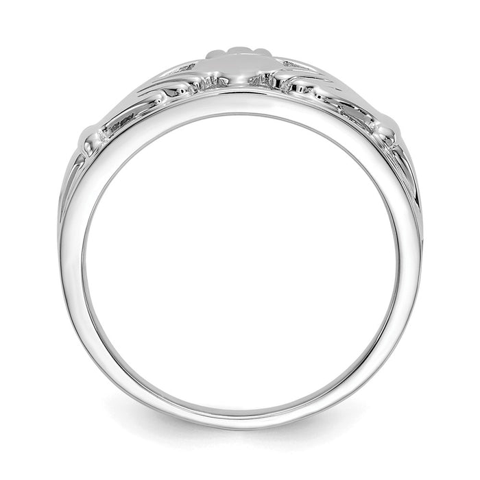 14k White Gold Ladies Claddagh Ring, Size: 7