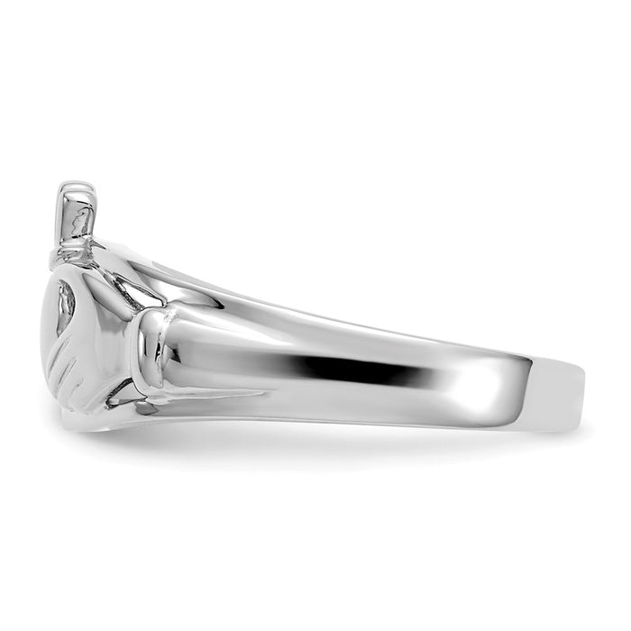 14k White Gold Ladies Claddagh Ring, Size: 7