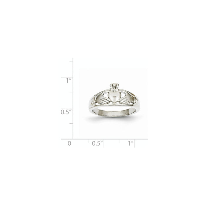 14k White Gold Ladies Claddagh Ring, Size: 7