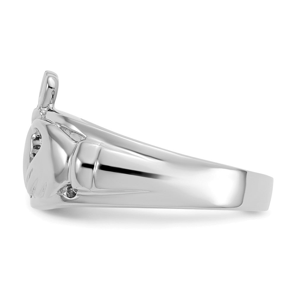 14k White Gold Ladies Claddagh Ring, Size: 6.5