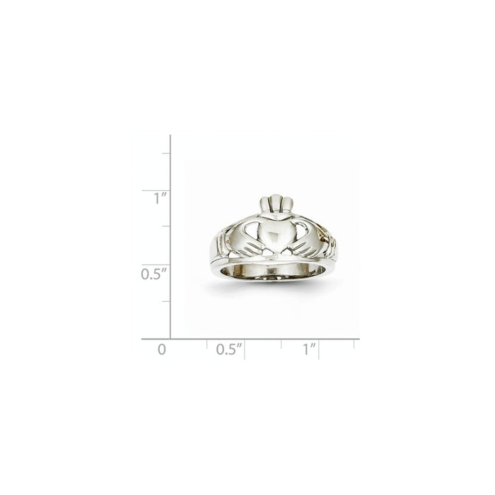 14k White Gold Ladies Claddagh Ring, Size: 6.5