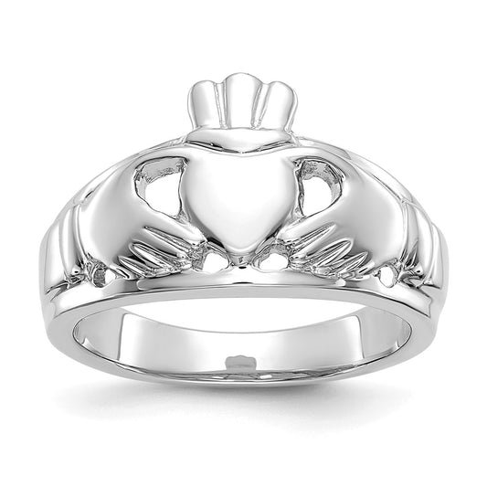 14k White Gold Ladies Claddagh Ring, Size: 6.5