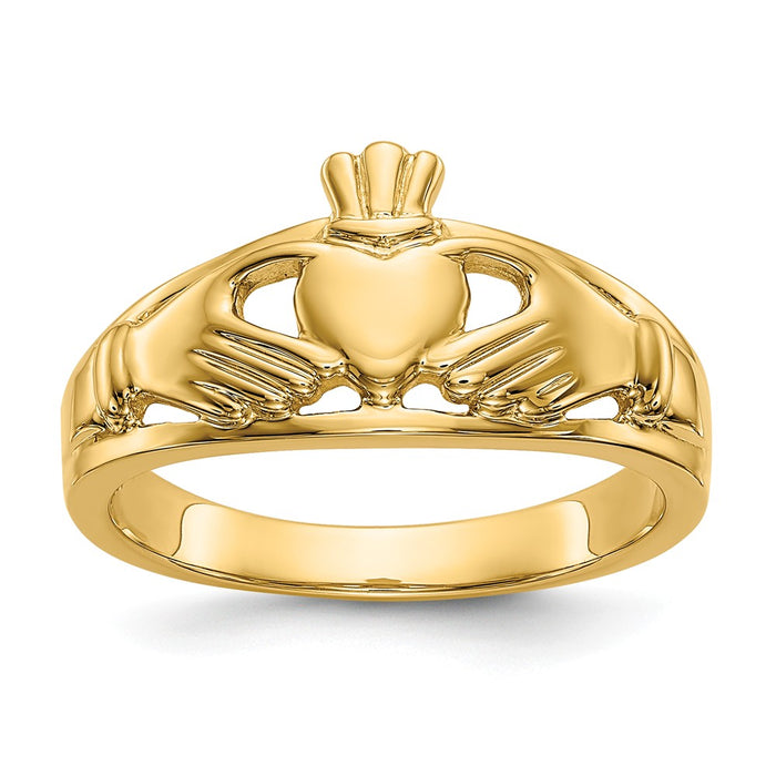 14k Yellow Gold Polished Ladies Claddagh Ring, Size: 7