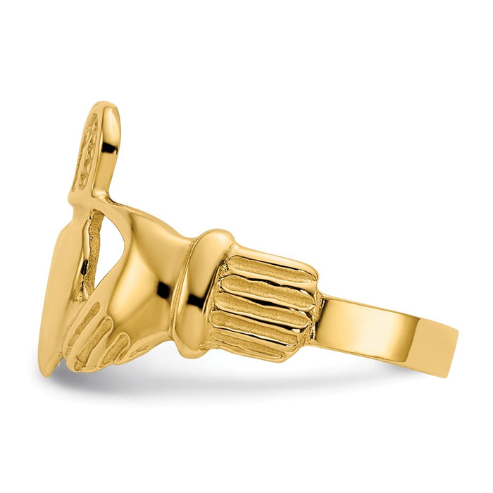 14k Yellow Gold Polished Ladie's Claddagh Ring, Size: 6