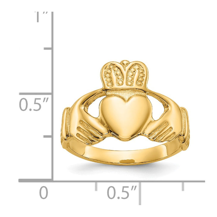 14k Yellow Gold Polished Ladie's Claddagh Ring, Size: 6