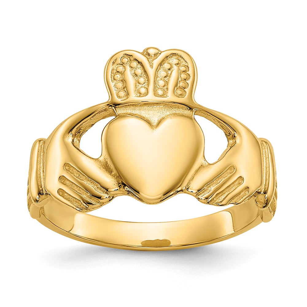 14k Yellow Gold Polished Ladie's Claddagh Ring, Size: 6
