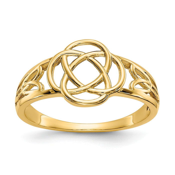 14k Yellow Gold Polished Ladies Celtic Knot Ring, Size: 6