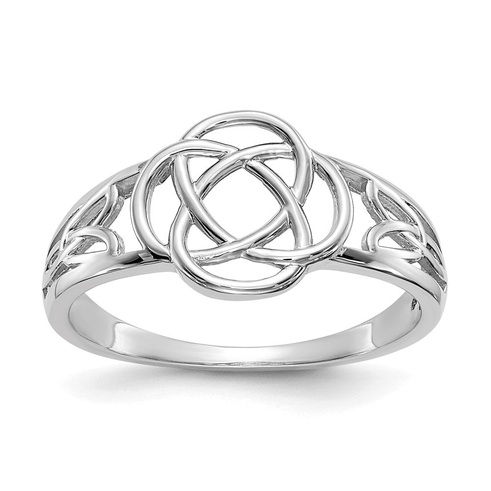 14k White Gold Ladies Celtic Knot Ring, Size: 7