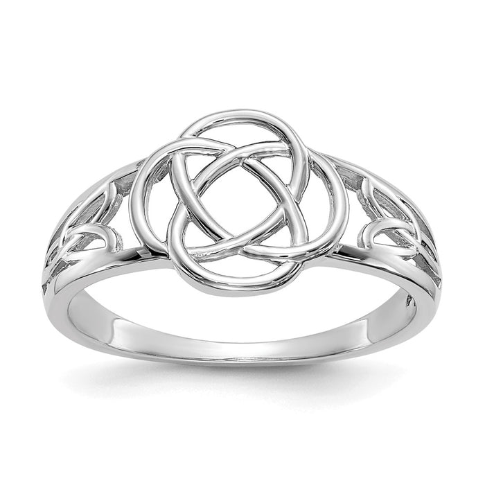 14k White Gold Ladies Celtic Knot Ring, Size: 7